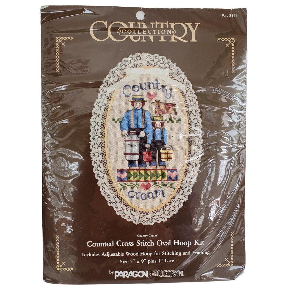Paragon Needlecraft Country Cream Counted Cross Stitch Kit Hobby 2147 Wood Hoop